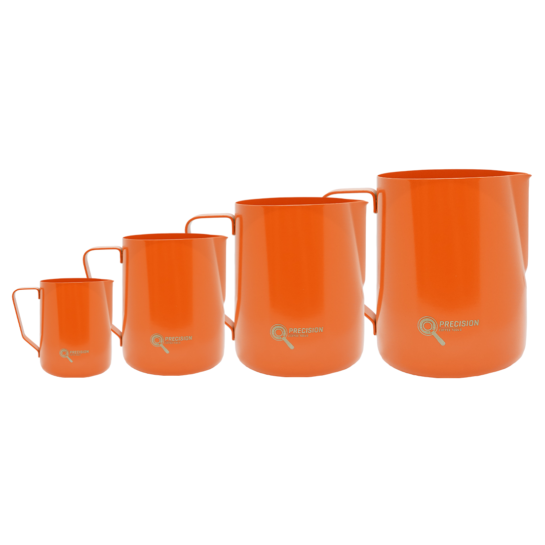 Espresso Nation milk jug/pitcher bundle small medium large extra large orange by Precision