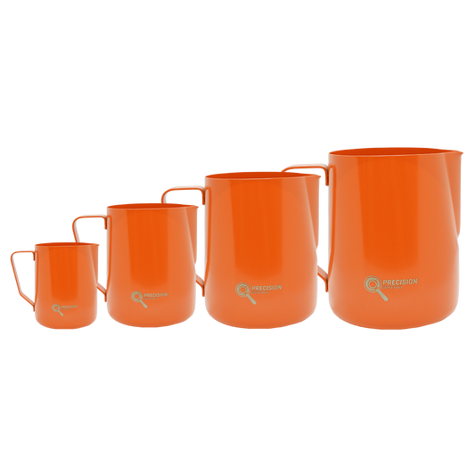 Espresso Nation milk jug/pitcher bundle small medium large extra large orange by Precision